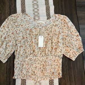 Together Floral Blouse in Beige and Orange